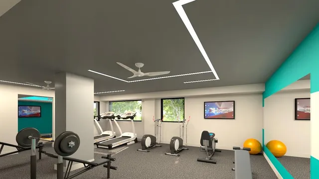 a view of a room with gym equipment