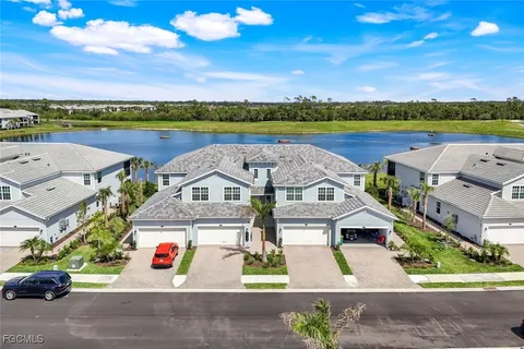 an aerial view of a house with a garden and outdoor space