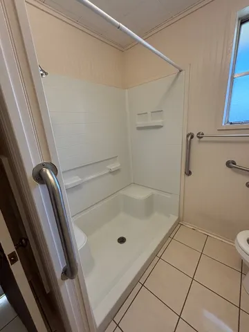 a bathroom with a tub