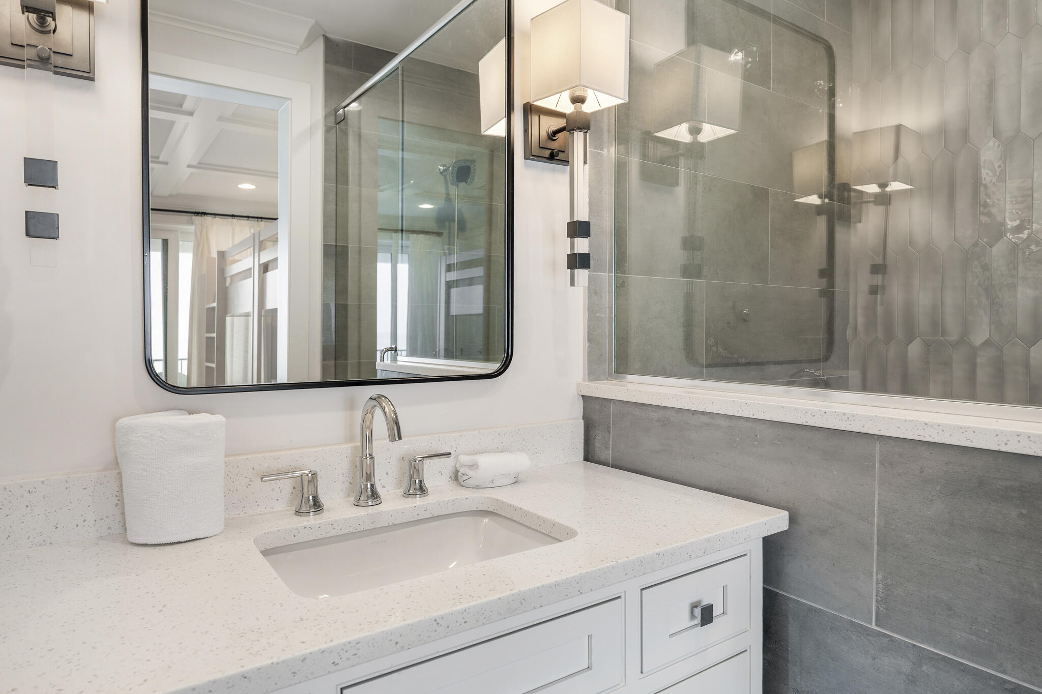 26 Azzurro Way, Unit A Santa Rosa Beach, FL 32459 - Photo 35 of 60 a bathroom with a sink vanity granite tub and shower