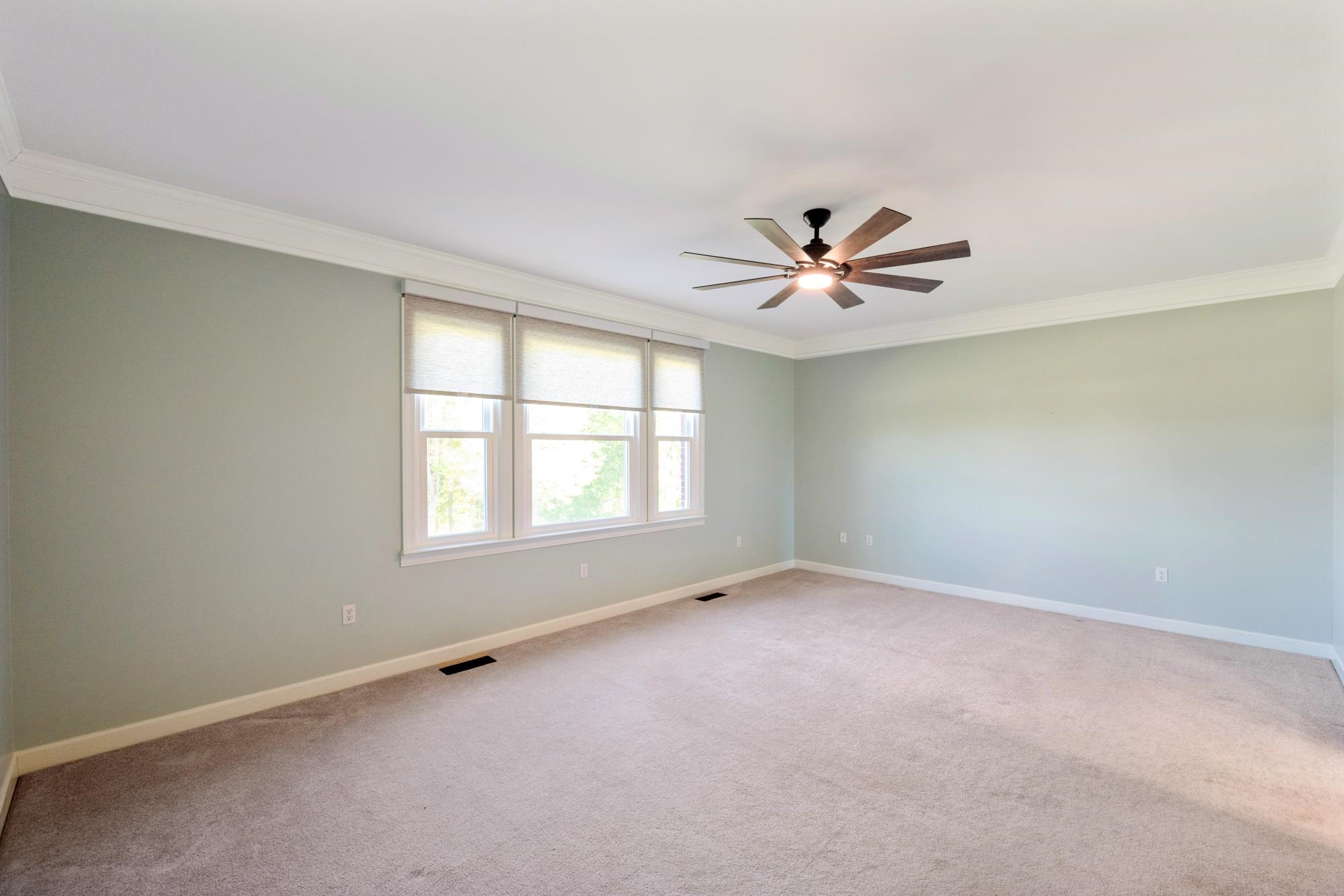 599 DT Vise Loop Parsons, TN 38363 - Photo 19 of 40 Empty room with ornamental molding, light colored carpet, and ceiling fan