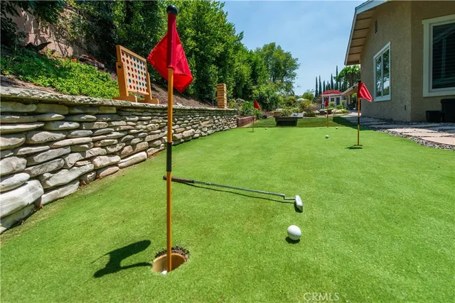 a view of a backyard with plants and a bench