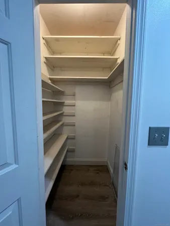 a view of an empty walk in closet