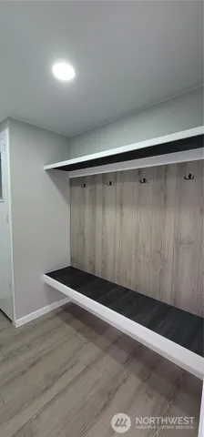 a wooden door in front of house