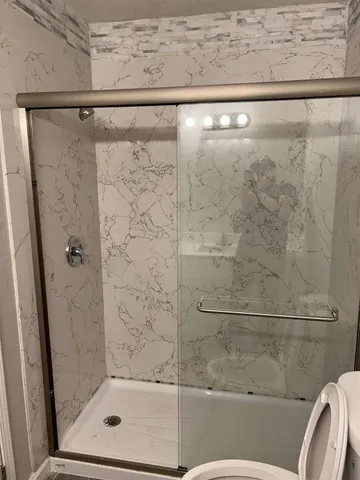 a bathroom with a shower