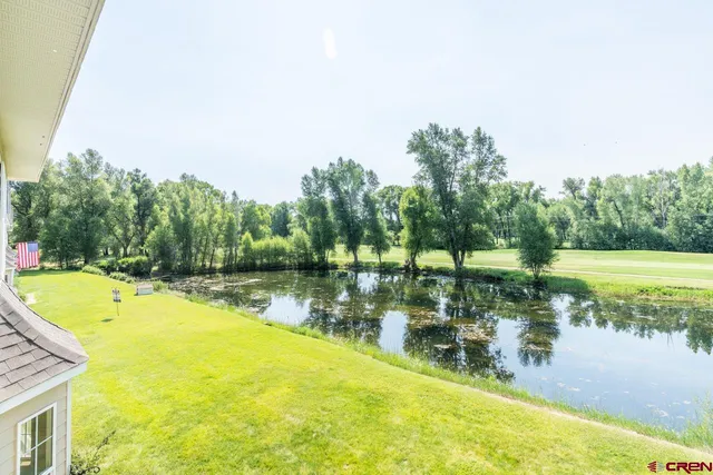a view of a swimming pool with a patio and a yard