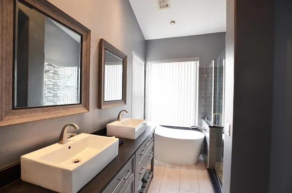 a bathroom with a sink and a bathtub