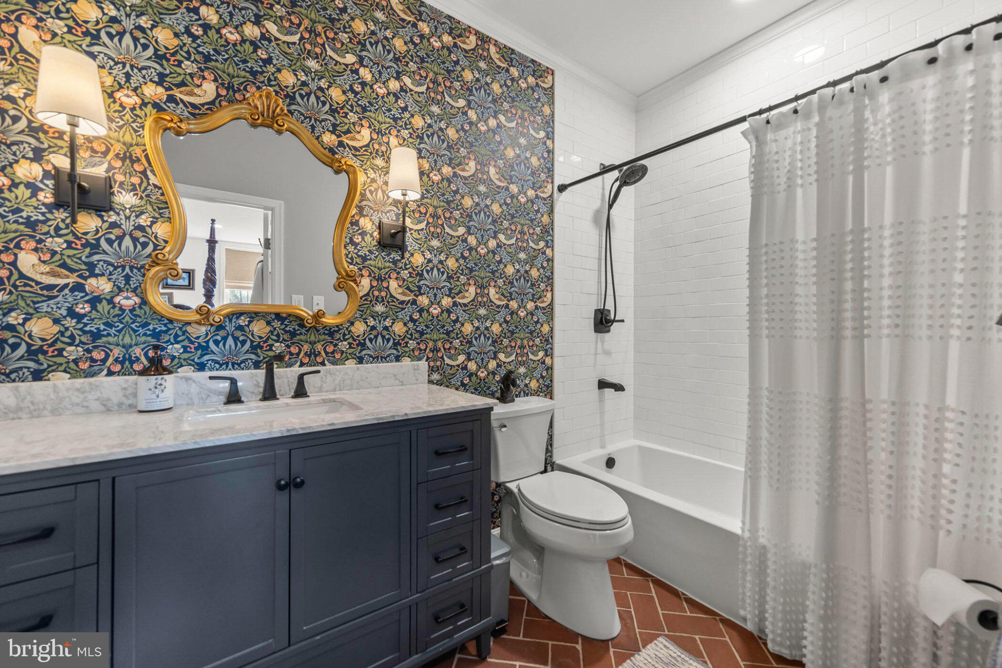 448 Adams Road Winchester, VA 22603 - Photo 34 of 96 Charming bathroom with floral elegance.