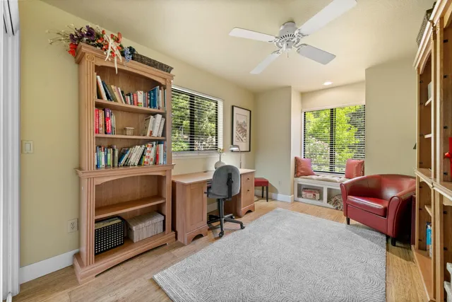 a view of a bench in a yard