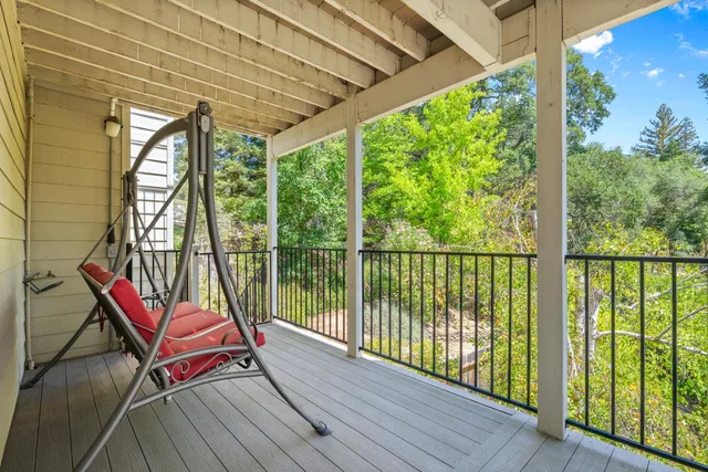 a view of a garden with a tree