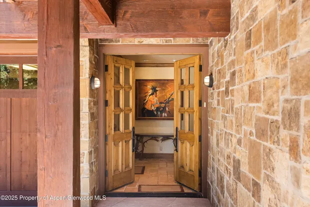 a view of a glass door with a glass door