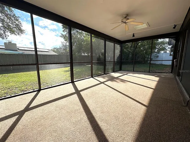 a living room with a large window