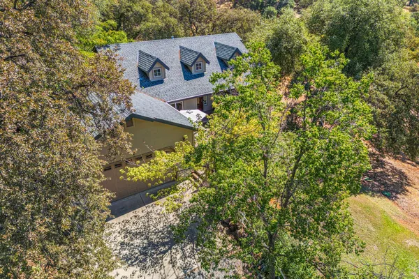 an aerial view of a house