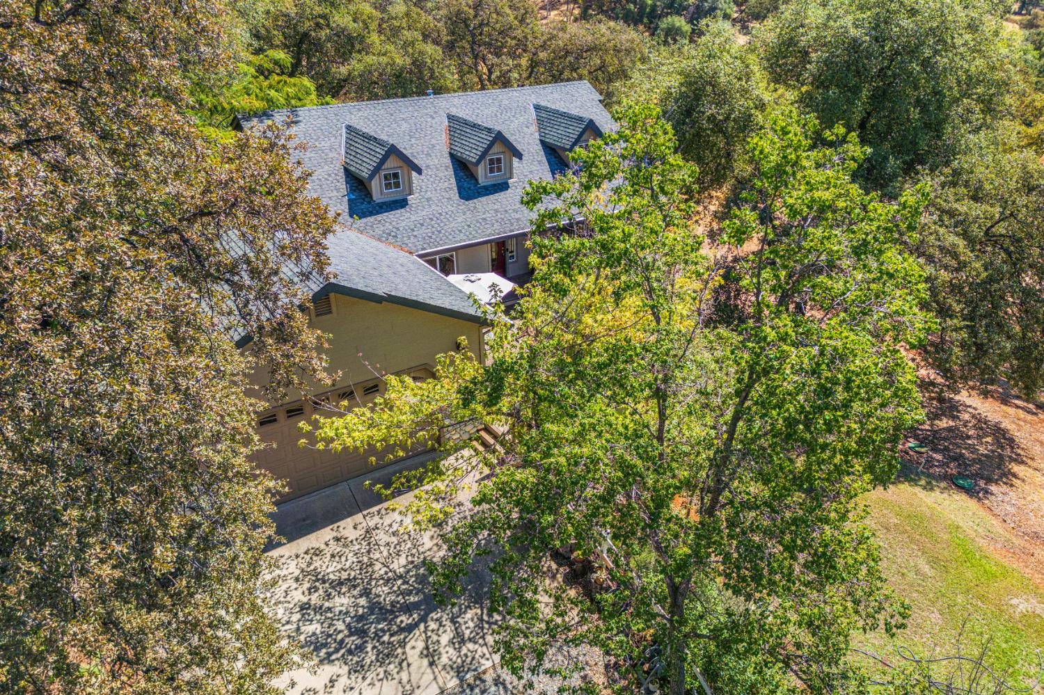 an aerial view of a house