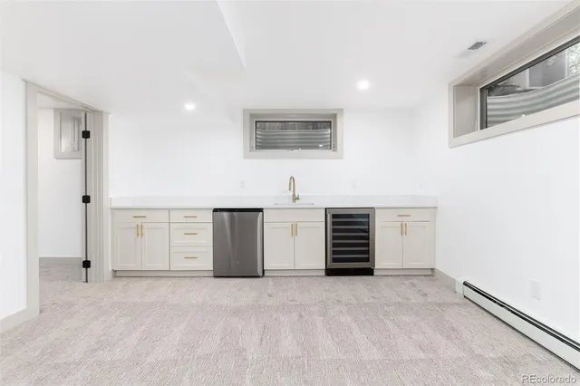 an empty room with a workbench