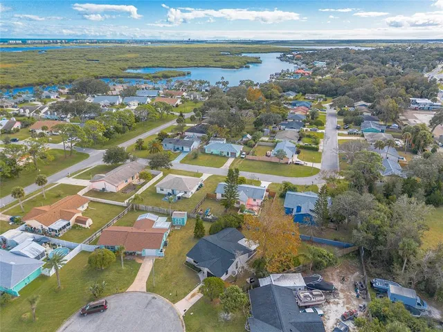 an aerial view of a house