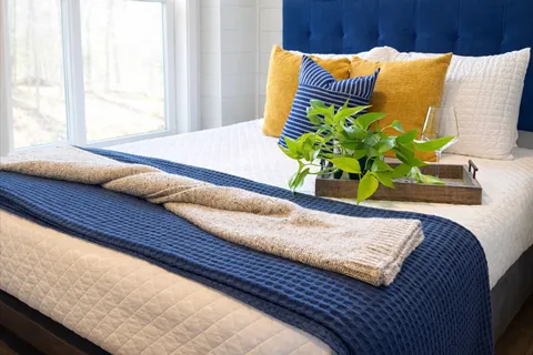 a wooden floor with a couch