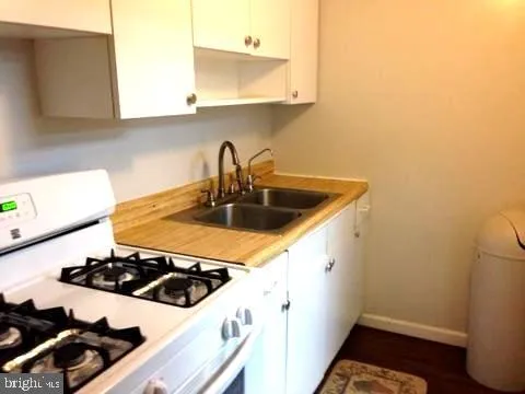 a kitchen with a stove and a sink
