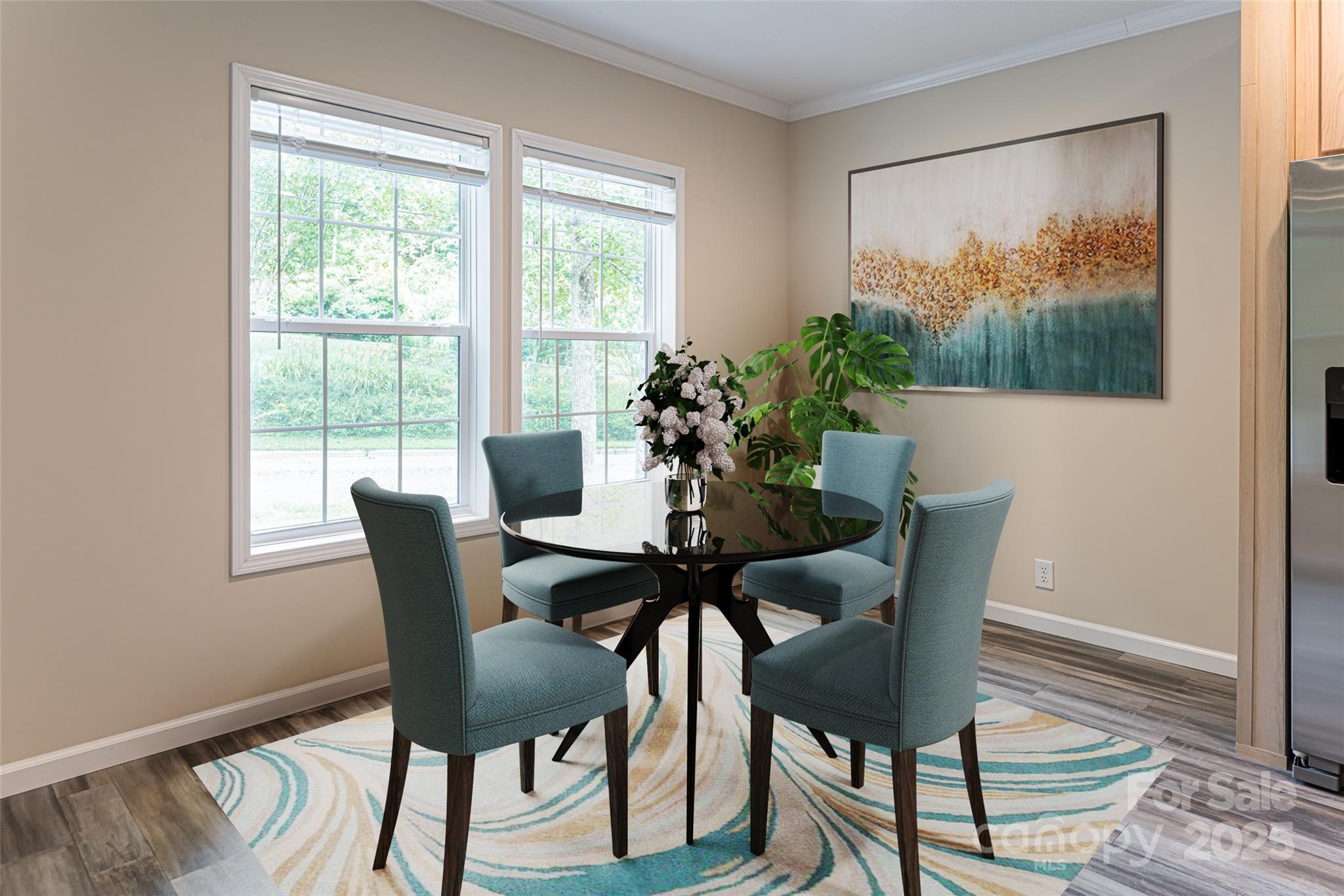 321 Flat Creek Road Black Mountain, NC 28711 - Photo 16 of 44 a dining room with furniture and wooden floor