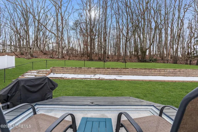 a view of backyard with trampoline