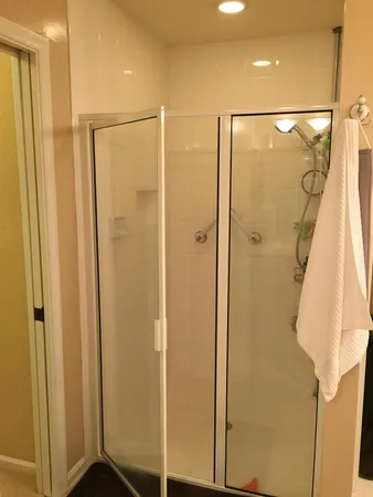 a bathroom with a shower