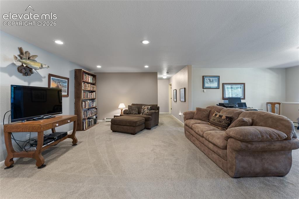 657 Spring Valley Drive Divide, CO 80814 - Photo 25 of 43 Carpeted living space featuring recessed lighting and neutral wall tones