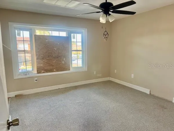 an empty room with a window