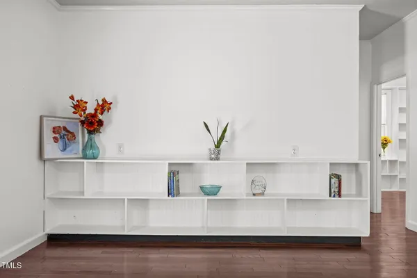 a view of cabinets and wooden floor