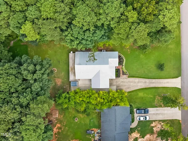an aerial view of a house
