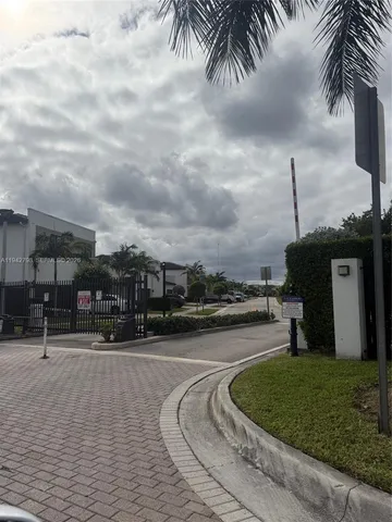 a street view with a garden