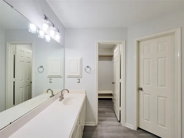 a bathroom with a bathtub