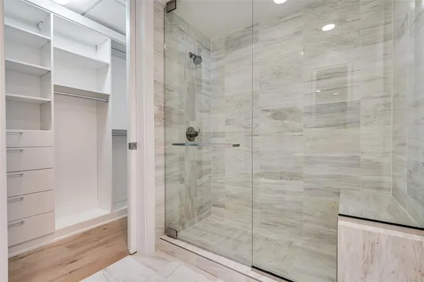 a bathroom with a shower
