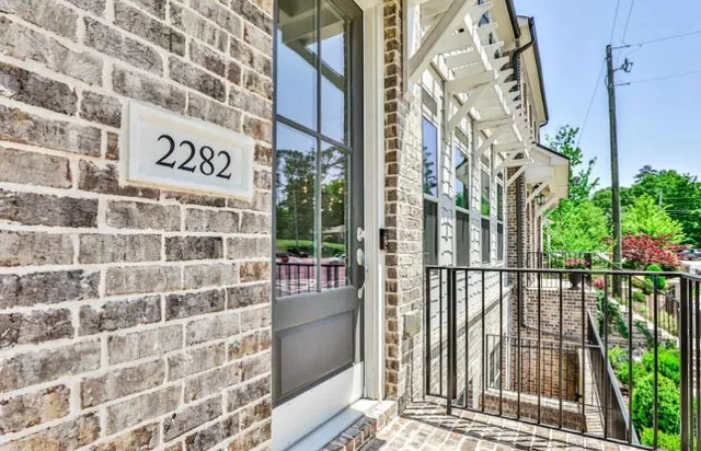 a view of a building from a balcony