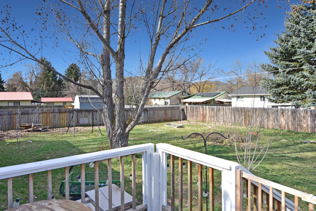 315 Park Street Inkom, ID 83245 - Photo 26 of 28 Expansive backyard featuring a mature deciduous tree, a substantial evergreen, and a wood privacy fence