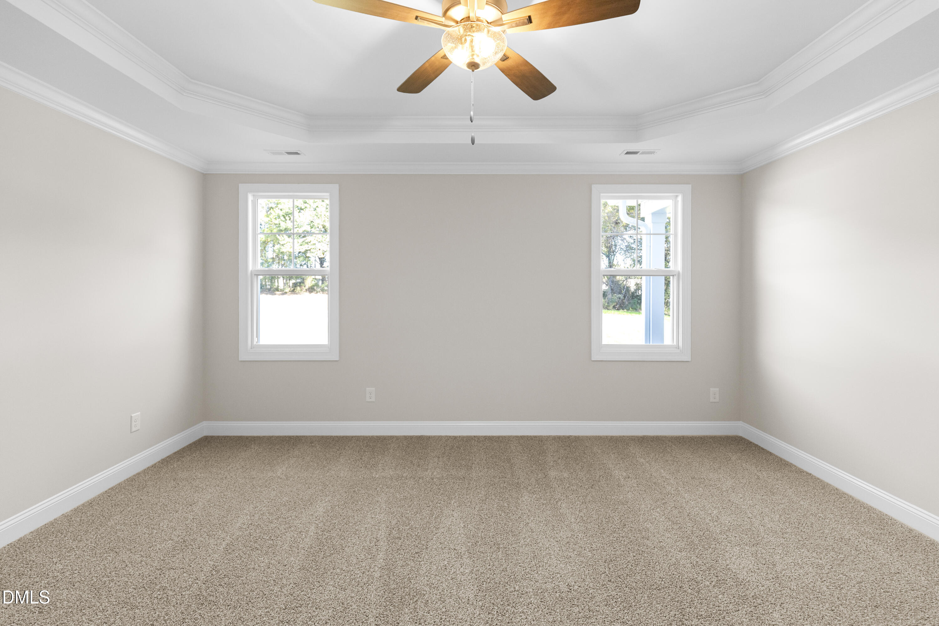 171 Surles Landing Way Benson, NC 27504 - Photo 14 of 29 an empty room with windows and chandelier fan