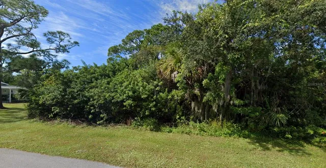 a view of a garden with an outdoor space