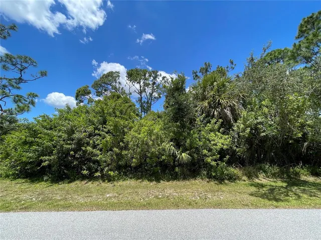 a view of a garden with an empty space