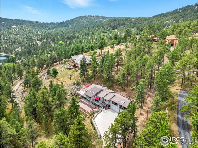 a view of a city with lush green forest