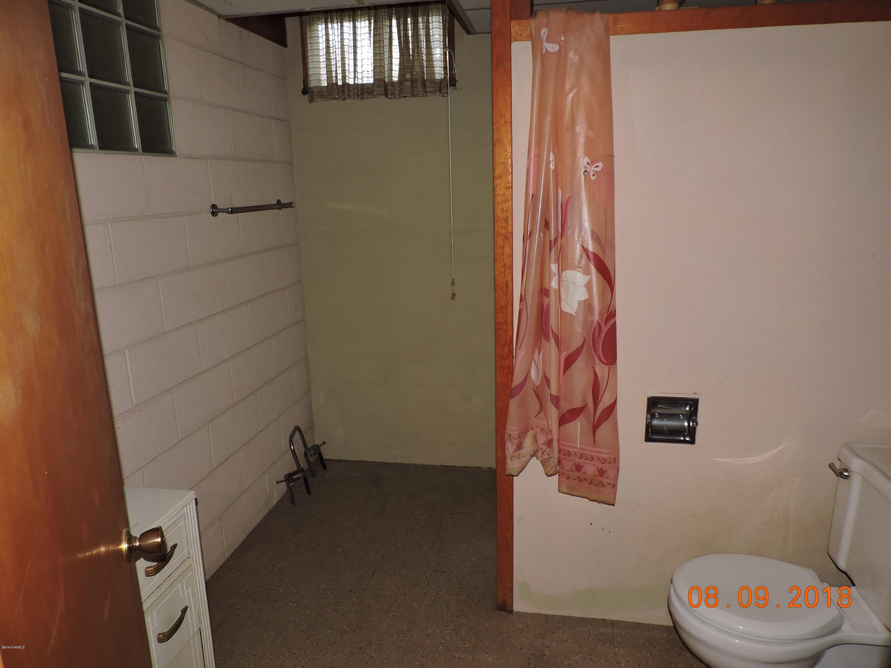 14 Calumet Street Pittsfield, MA 01201 - Photo 20 of 26 a bathroom with a toilet and a shower curtain
