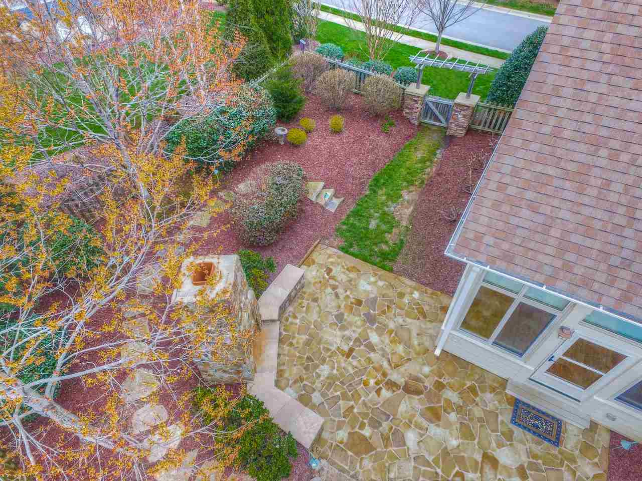 Aerial view of custom landscaping