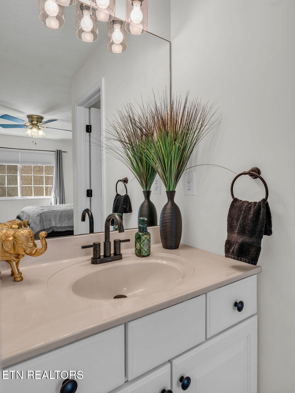7425 Lawford Road Knoxville, TN 37919 - Photo 42 of 57 a bathroom with a sink a potted plant and a mirror