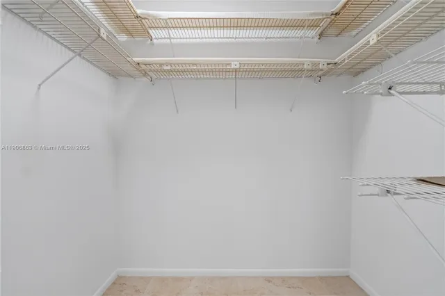 a view of a room with racks on the wall