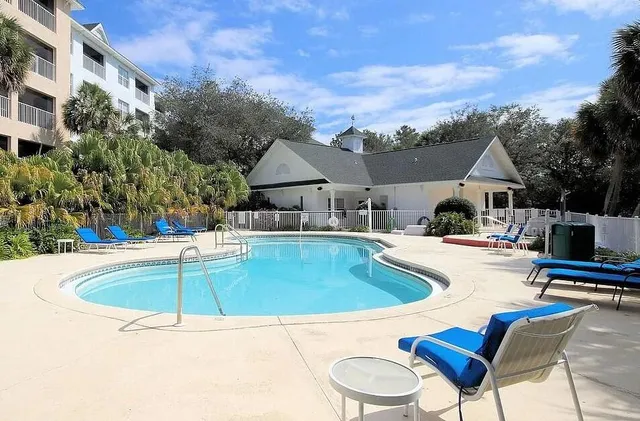 a view of outdoor space yard swimming pool and furniture