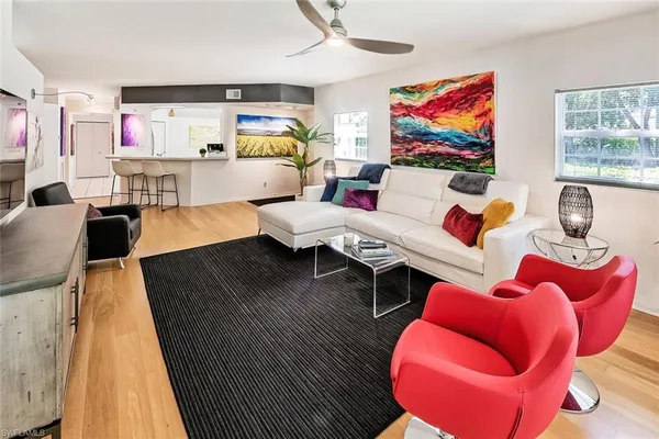 a living room with furniture and a couch