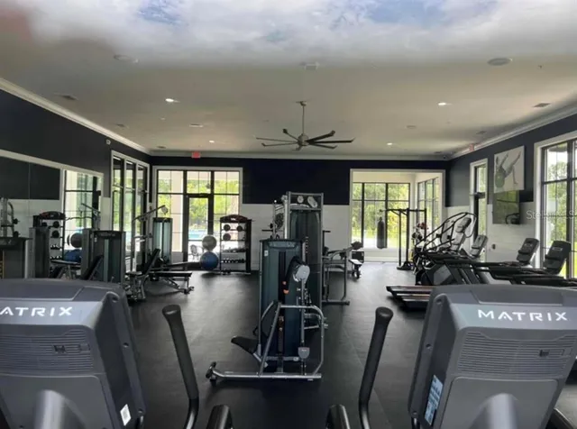 a view of a room with gym equipment