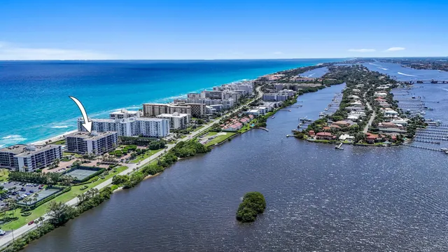 a view of a city and ocean view