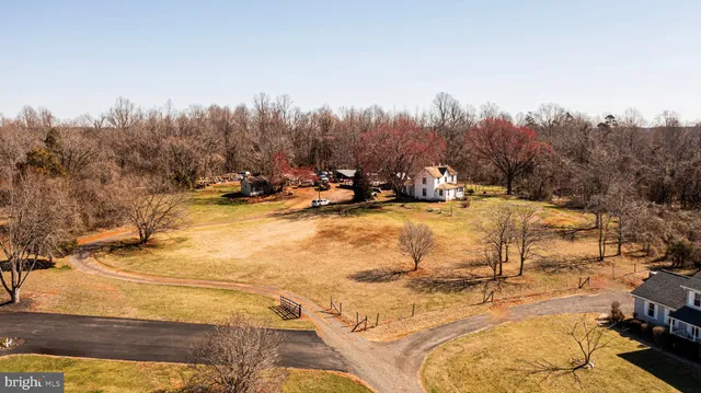a view of a yard with trees in the background