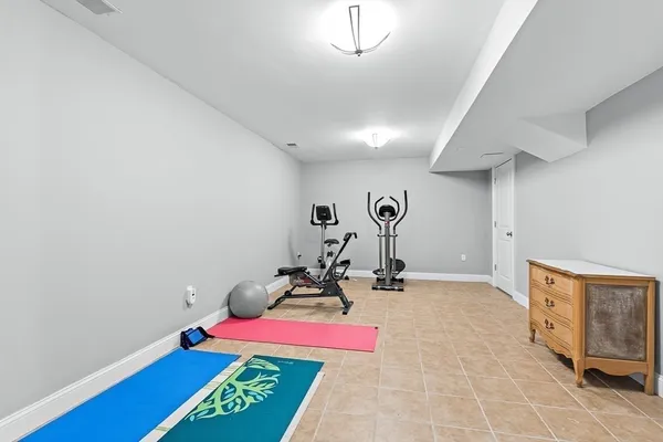 a room with gym equipment