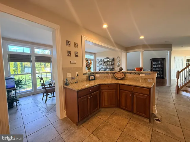 a large kitchen with lots of counter top space