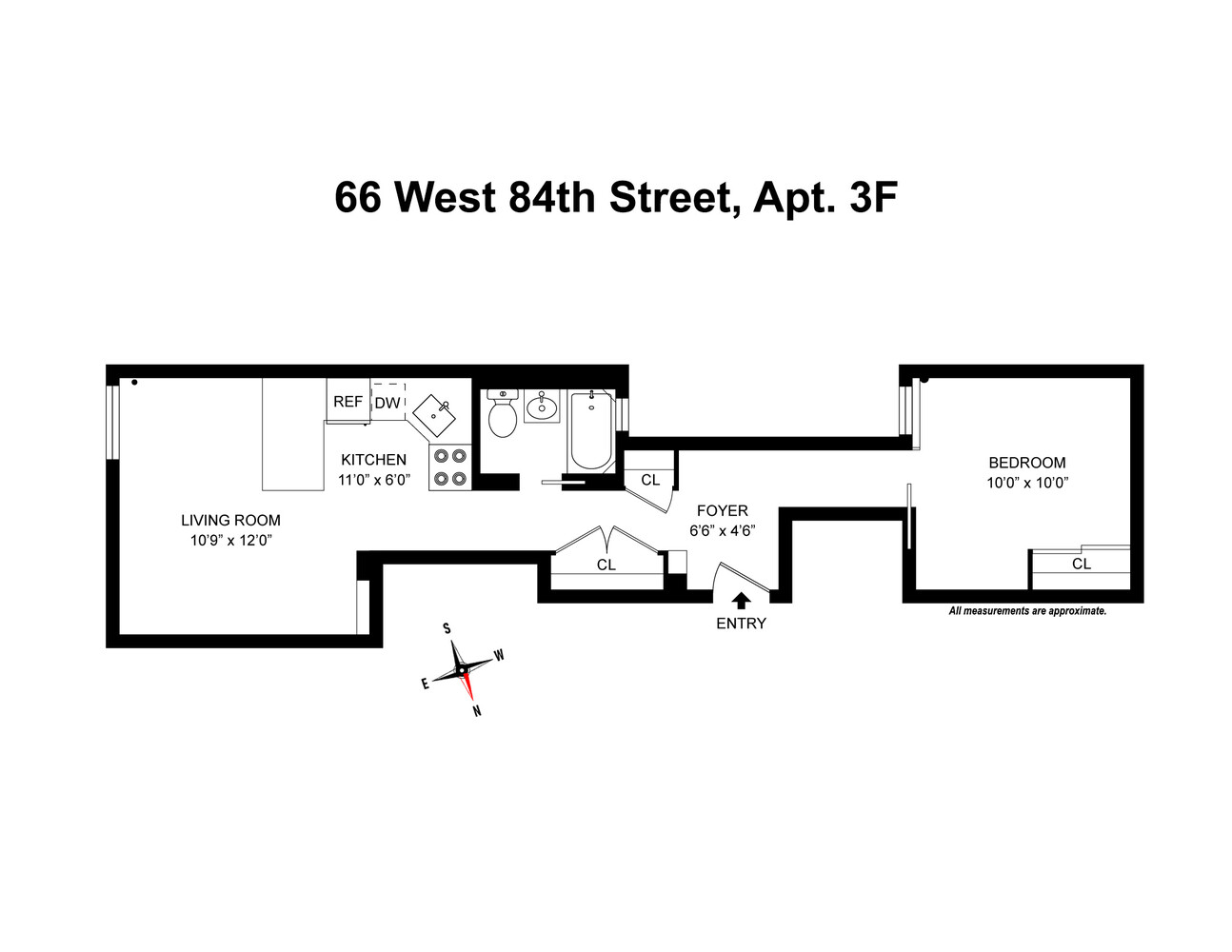 66 West 84th Street, Unit 3F Manhattan, NY 10024 - Photo 6 of 6 a picture of a floor plan